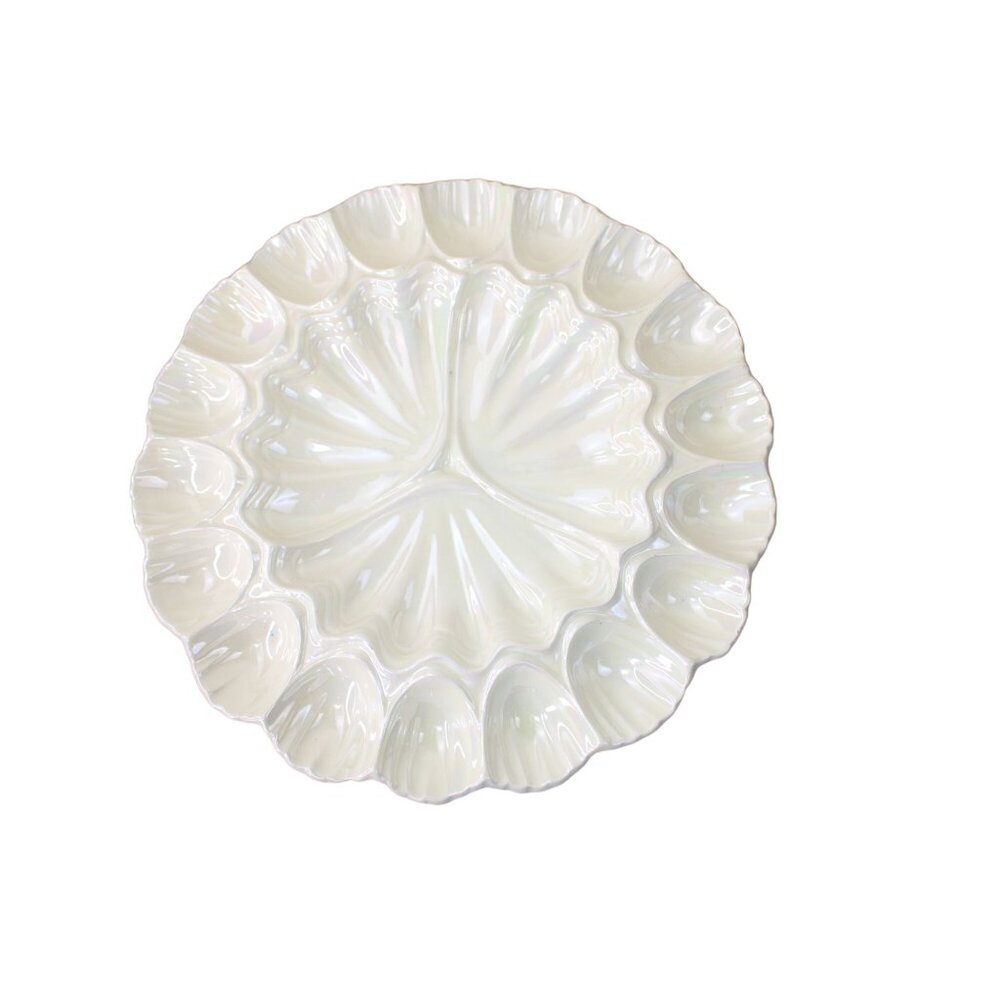 Maddux of CA Opalescent MOP Egg Plate Vintage 91708